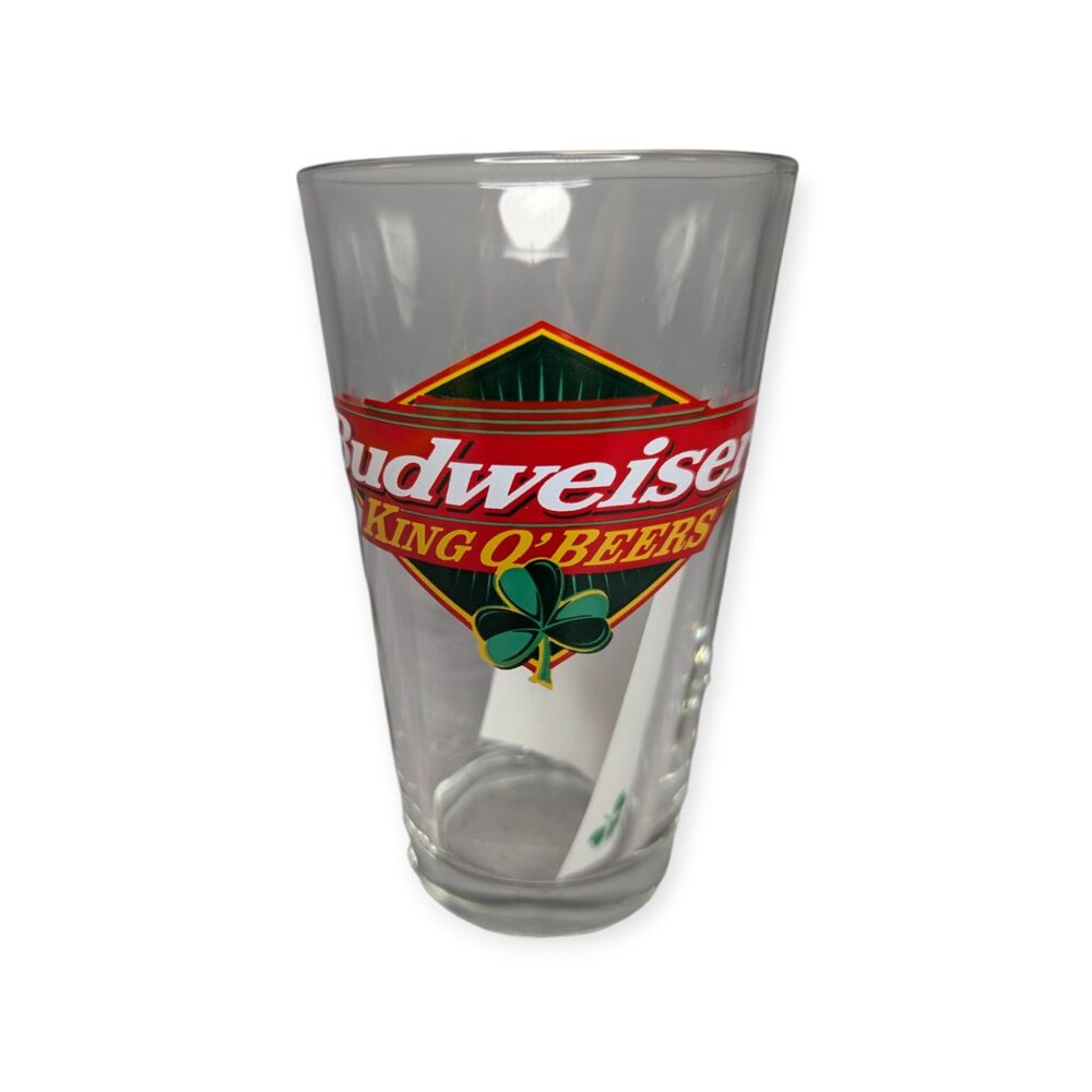 Budweiser King O' Beers St. Patrick Pint Glass Shamrock Employee Gift